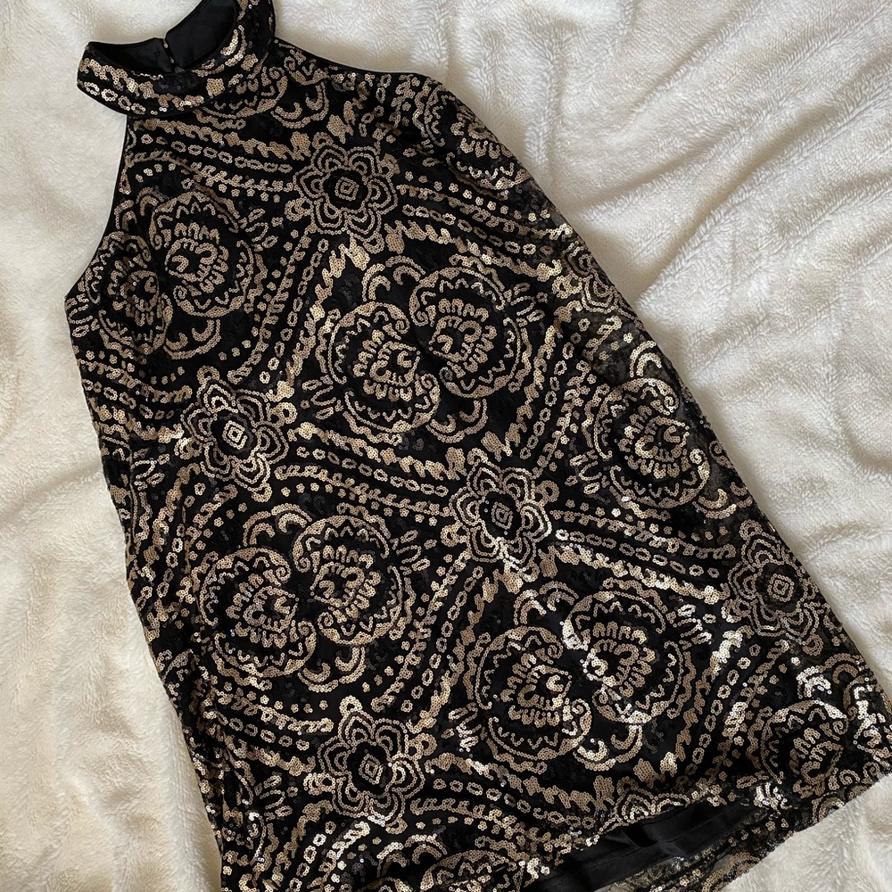 Black and gold party dress